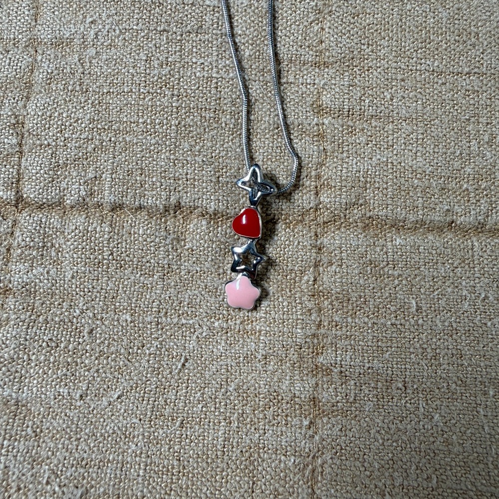 Lia Sophia Charming Silver Star‎ Heart Charm Necklace